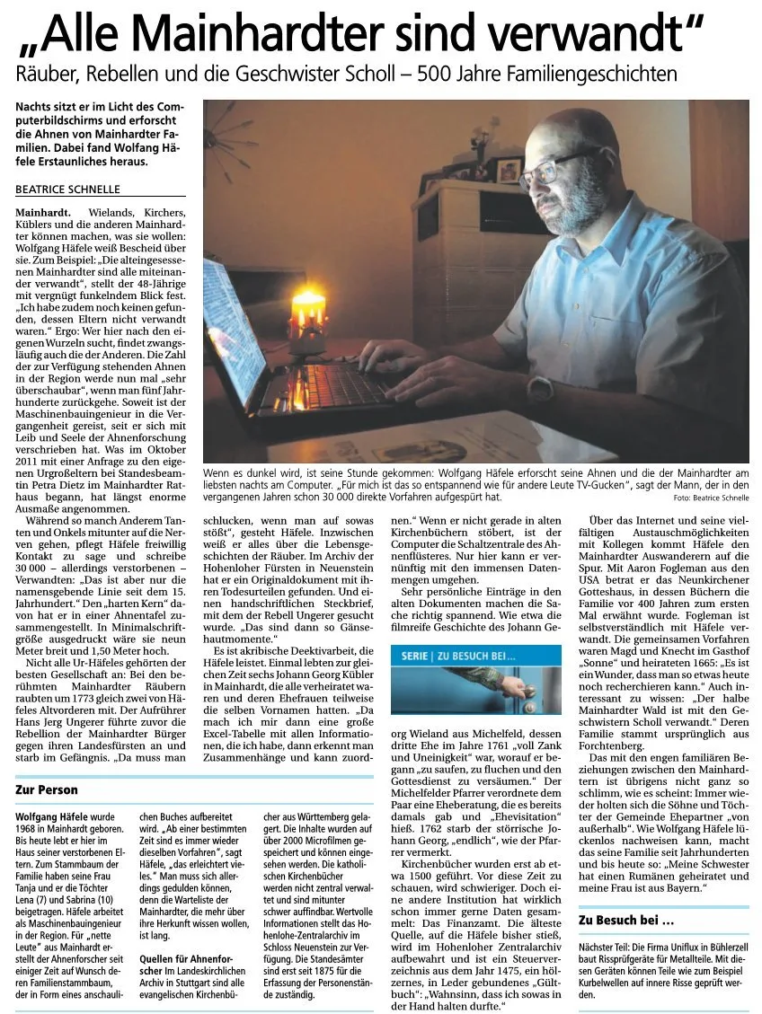 Artikel Haller Tagblatt vom 03.09.2016